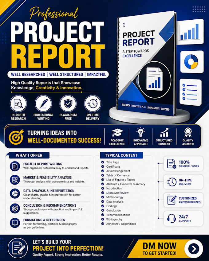 make technical project report with professional research