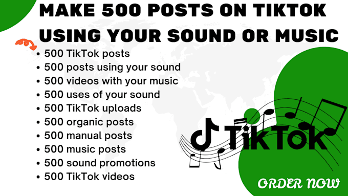 make 400 posts on tiktok using your sound or music