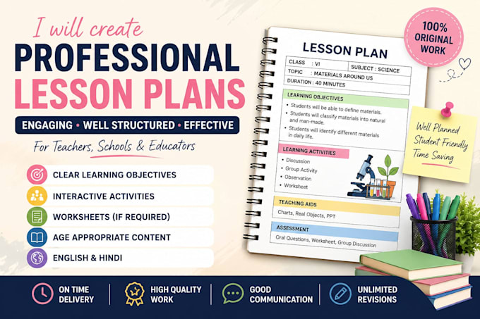 create professional lesson plans, worksheets and powerpoint presentation