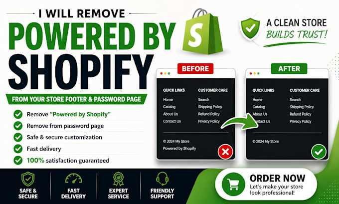 remove powered by shopify from your store footer professionally