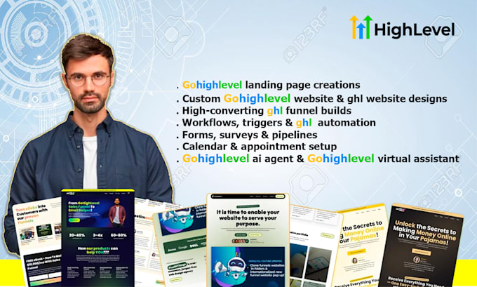design gohighlevel saas crm virtual assistant ghl website funnels email workflow