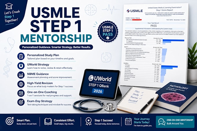 mentor you for usmle step 1 with a personalized study plan
