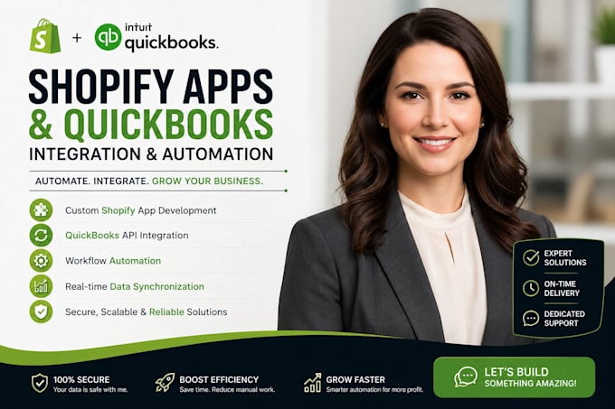 build custom shopify apps or do shopify quickbook API integration and automation