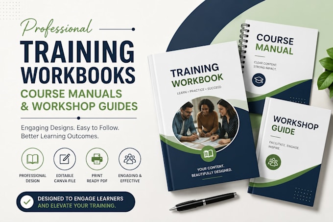 design professional training workbooks, format course manuals, workshop guide