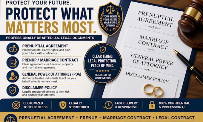 do US prenuptial agreement, general poa, disclaimer policy
