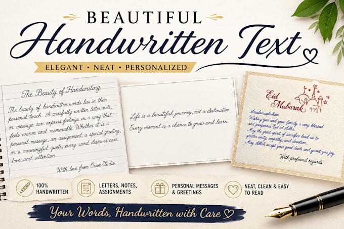 write your text in beautiful cursive handwriting