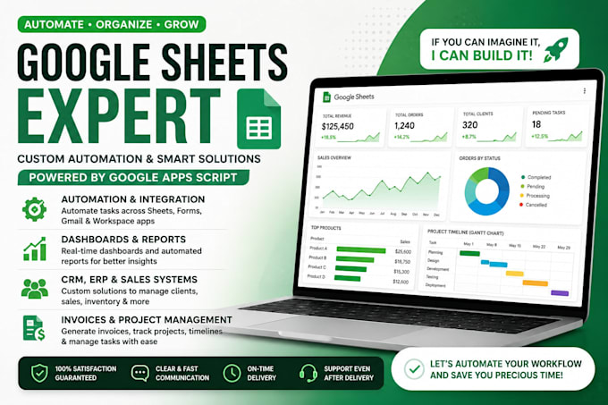 be your google sheets expert for custom and automation spreadsheets