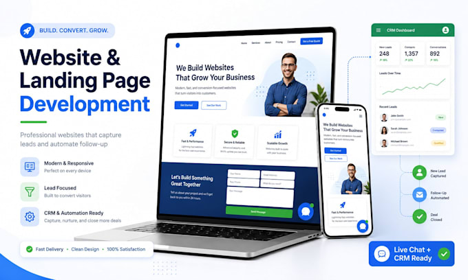 build your website or landing page with live chat