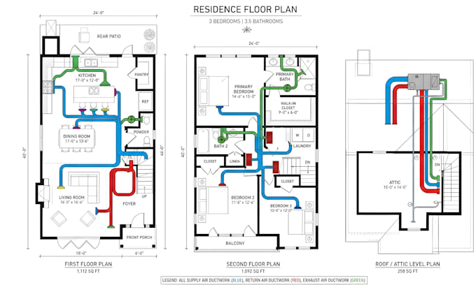 do 2d construction architectural floor plan hvac mep permit drawing residential