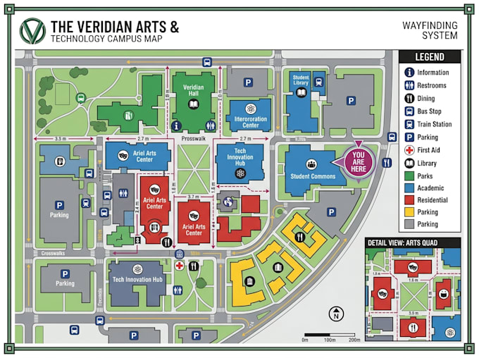 design custom wayfinding maps, visitor maps, campus map, and venue map