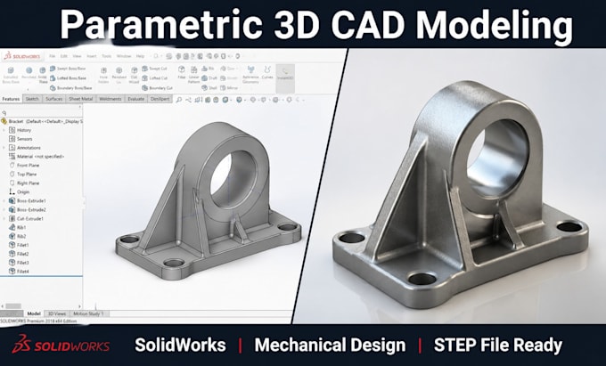 create parametric 3d mechanical design, sheet metal with step files for printing