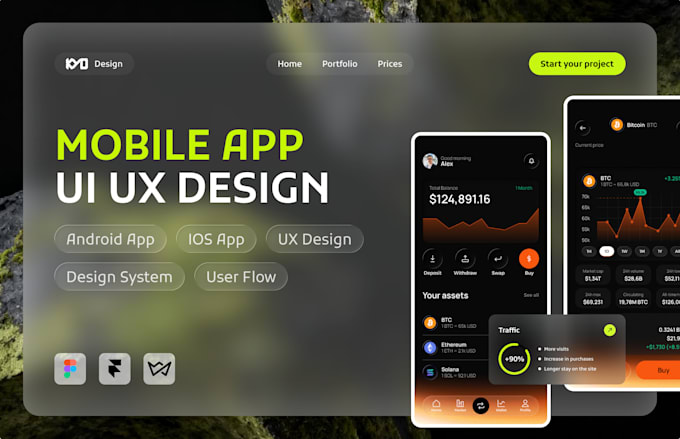 mobile app UX UI design, ios and android UI design in figma