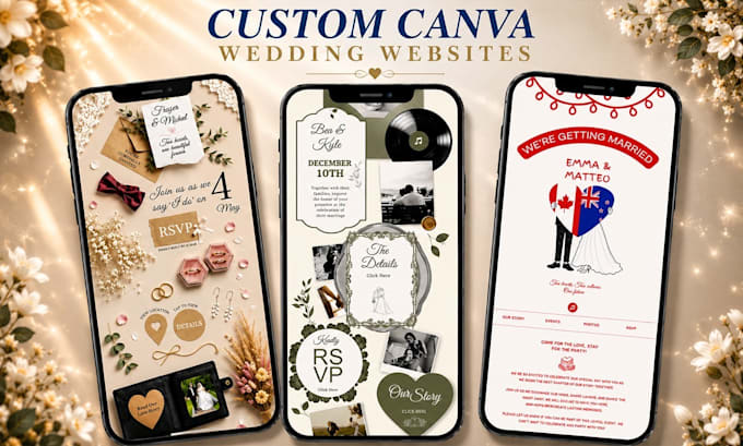 create custom wedding and event website invitation with rsvp
