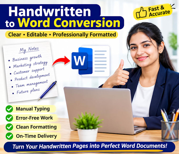 do handwritten to word conversion