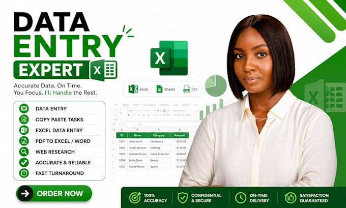 be your data entry expert for excel, PDF and word