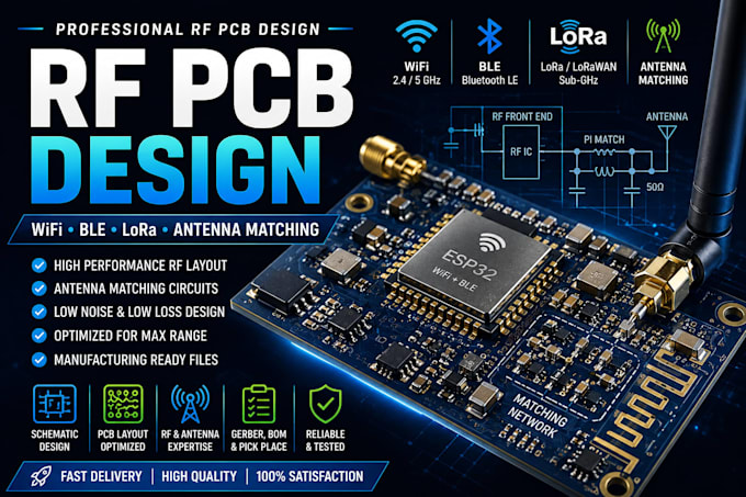 design fr pcb for wifi, ble, lora and antenna matching circuits