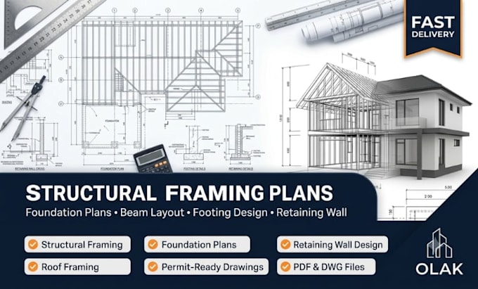 draw structural framing plan foundation plan retaining wall design