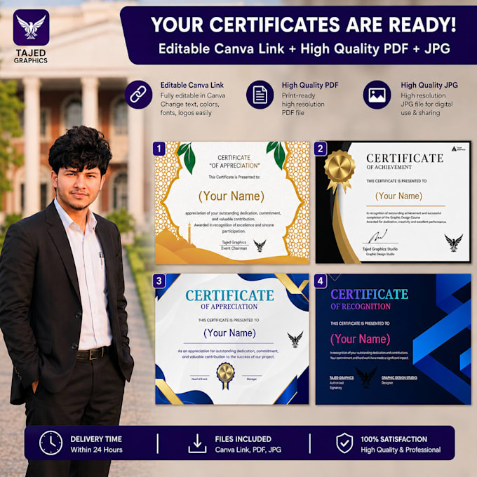 design editable certificate with canva link