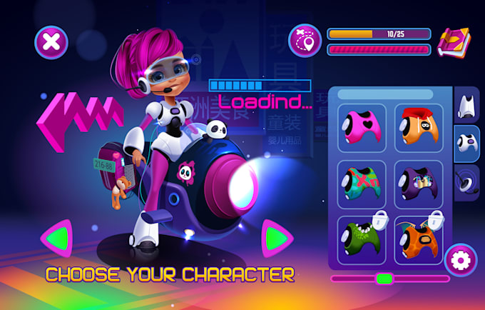 mobile game UI UX and character design
