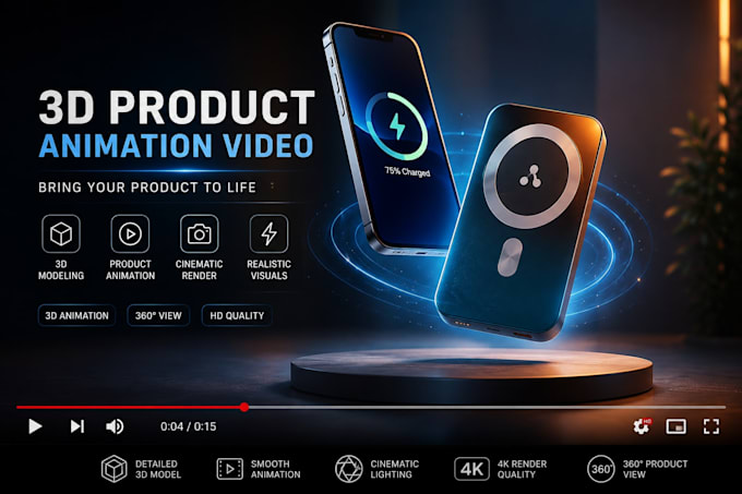 create high quality product animation video, 3d product video