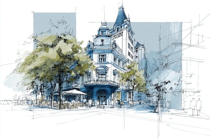 draw digital architectural sketches and illustrations