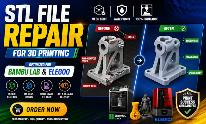 edit, repair stl files for 3d printing, optimize models for bambu lab and elegoo