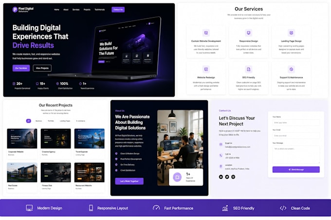 make a fully responsive modern website aimed to increase your business