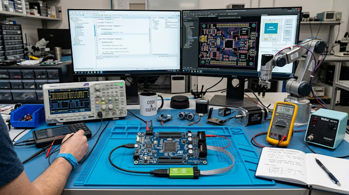 develop stm32 firmware, robotics, sensor integration, motor drivers and rtos
