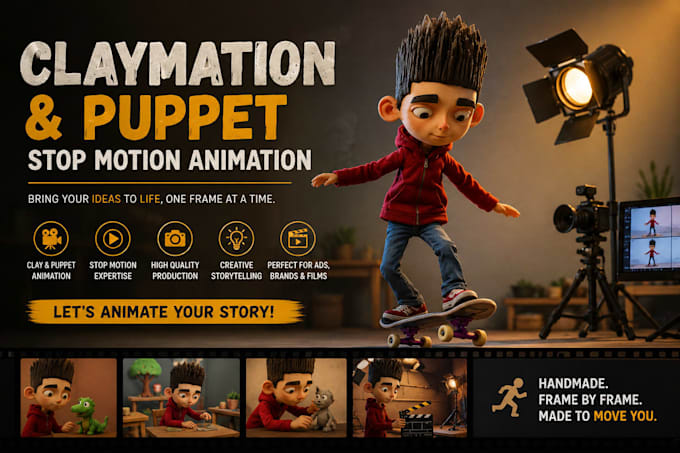 create unique claymation and puppet stop motion animation