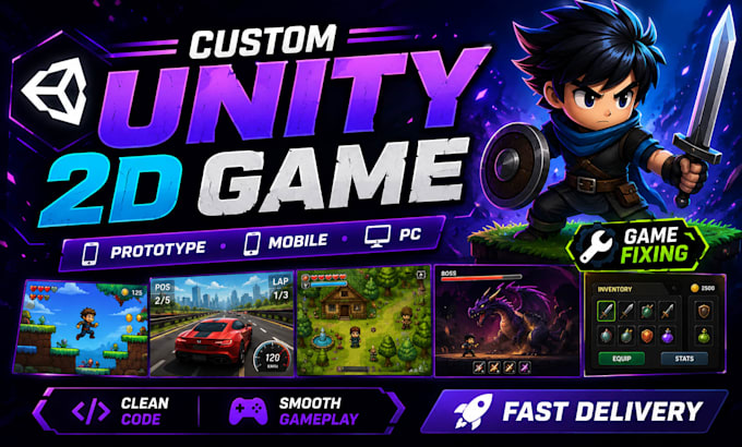 create full unity 2d game or unity game in mobile or pc