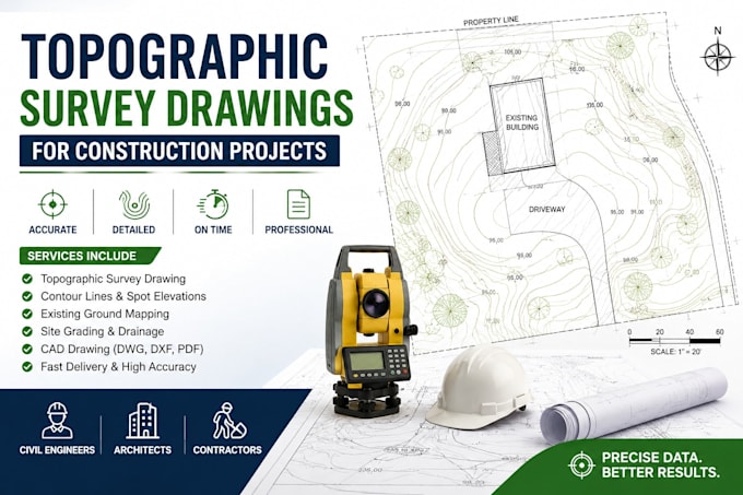prepare accurate topographic survey drawings for construction projects