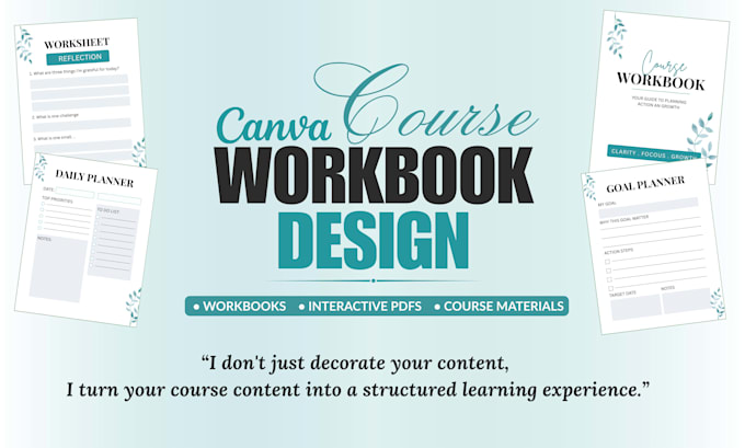 design a professional canva course workbook