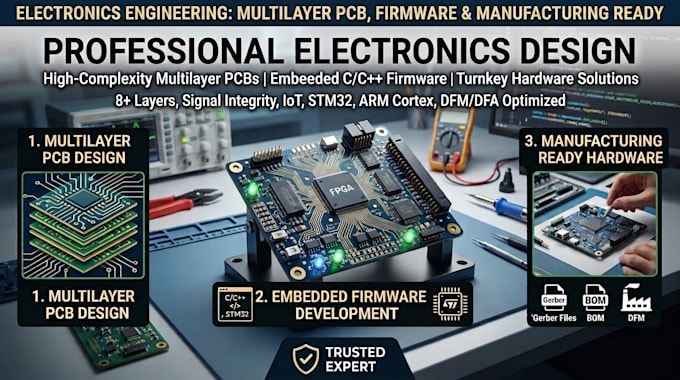 design multilayer pcb, embedded firmware, and manufacturing ready hardware