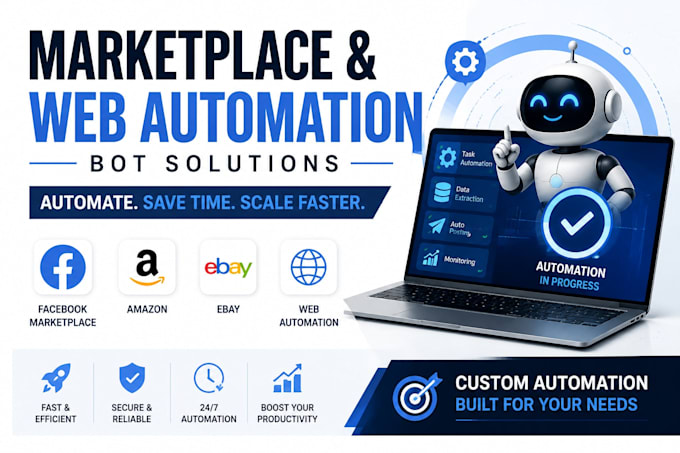 develop facebook marketplace bot, automation bot,   amazon, ebay and web bot