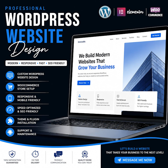 design a modern wordpress website or woocommerce store