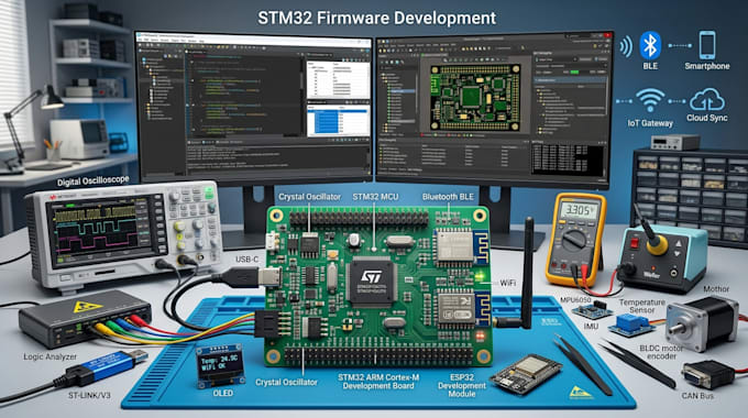 build stm32 firmware, arm cortex mcu, freertos, bluetooth, wifi and embedded