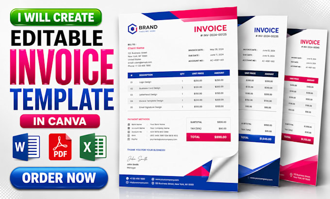 do editable invoice, quotation, checklist, order form templates in canva