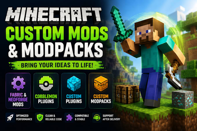 create minecraft fabric mod, neoforge mod, cobblemon plugin and custom  modpack