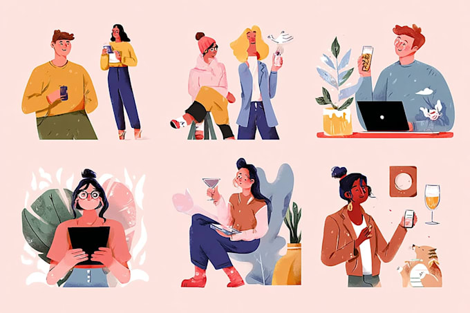 create stylish flat vector illustrations