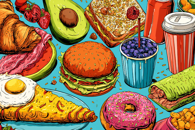 draw a food pop art illustration