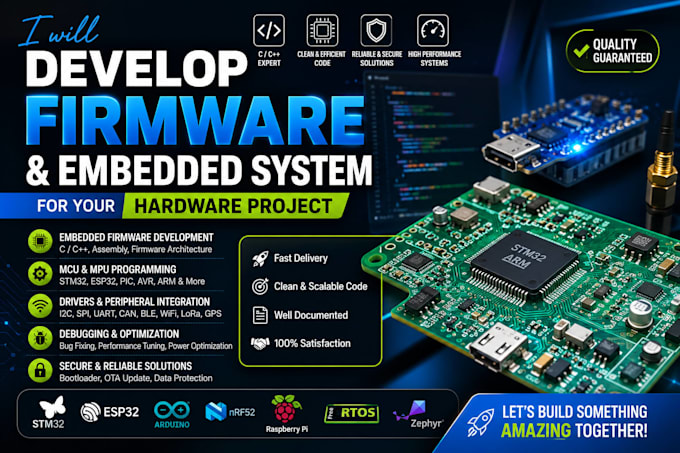 develop embedded firmware for stm32 esp32 arduino and iot hardware
