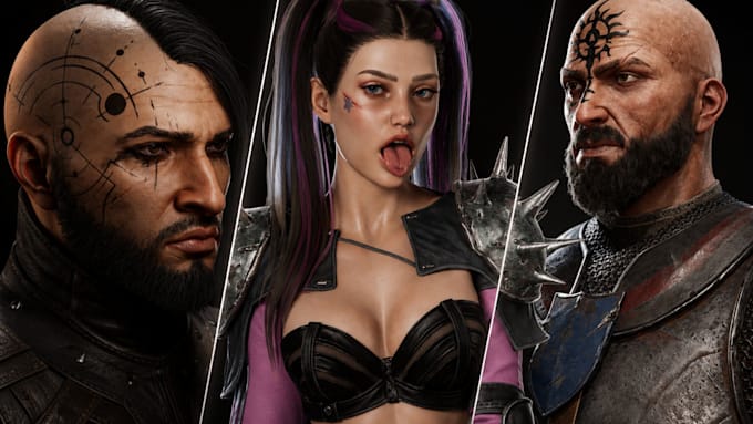 create aaa realistic 3d game character and unreal engine metahuman character