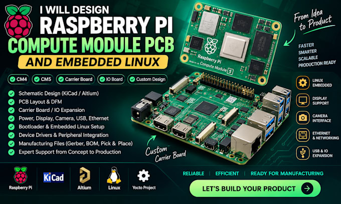 design raspberry pi compute module pcb and embedded linux