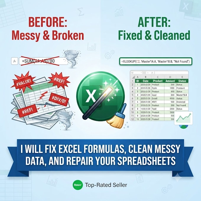 fix excel formulas, clean messy data, and repair your spreadsheets