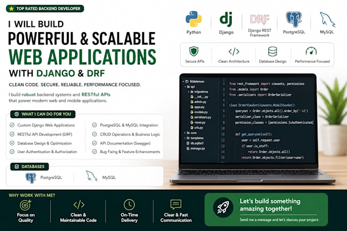 develop rest apis using django rest framework and postgresql