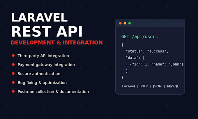 develop laravel rest API and integrate third party apis