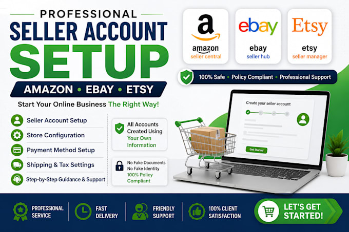 set up amazon ebay etsy seller account