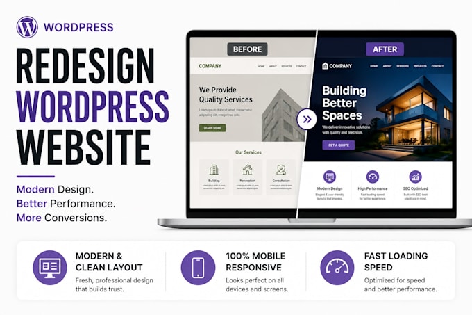 redesign your outdated wordpress website into a modern site