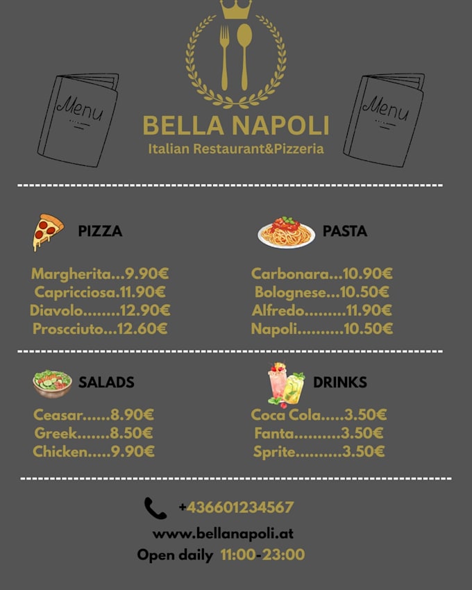 design a modern restaurant menu in canva