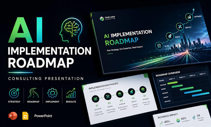 ai implementation roadmap presentation powerpoint consulting deck